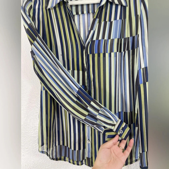 Classiques Entier 100% Silk Sheer Collared Button Down Shirt Women’s Small - Picture 6 of 13